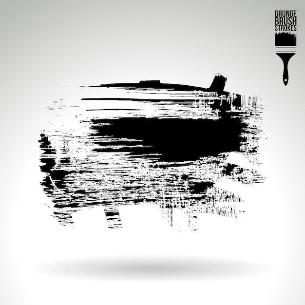 Trazo de pincel negro y textura Grunge vector abstracto elemento pintado a mano