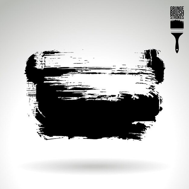 Trazo de pincel negro y textura Grunge vector abstracto elemento pintado a mano