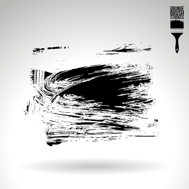 Trazo de pincel negro y textura Grunge vector abstracto elemento pintado a mano