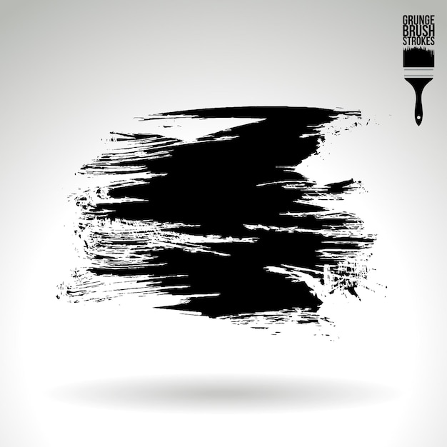 Trazo de pincel negro y textura Grunge vector abstracto elemento pintado a mano
