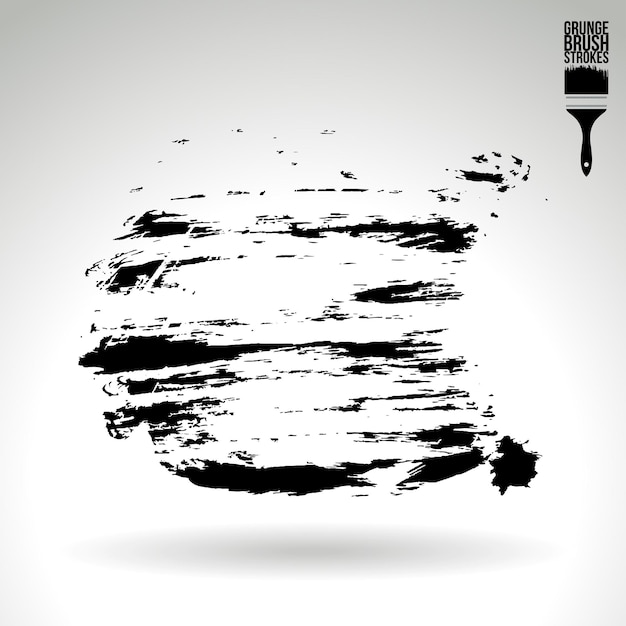Trazo de pincel negro y textura Grunge vector abstracto elemento pintado a mano