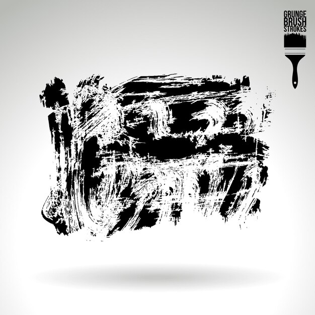 Trazo de pincel negro y textura Grunge vector abstracto elemento pintado a mano