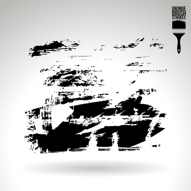 Trazo de pincel negro y textura Grunge vector abstracto elemento pintado a mano