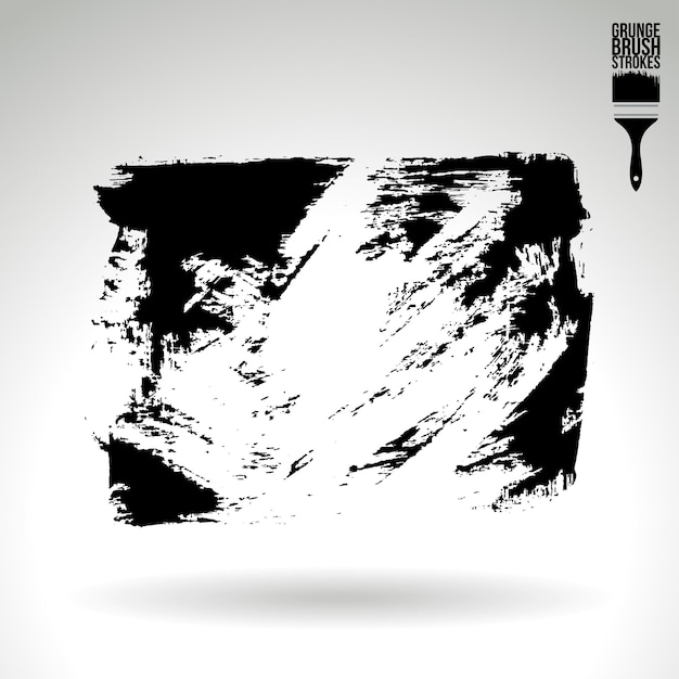 Trazo de pincel negro y textura Grunge vector abstracto elemento pintado a mano