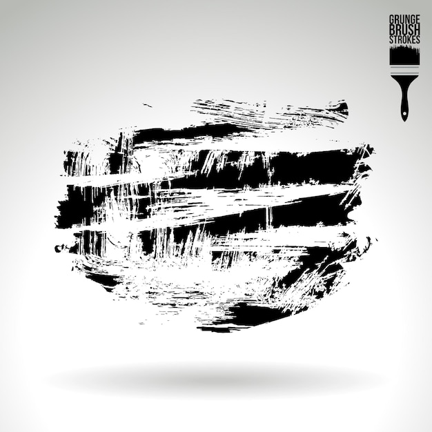 Trazo de pincel negro y textura Grunge vector abstracto elemento pintado a mano