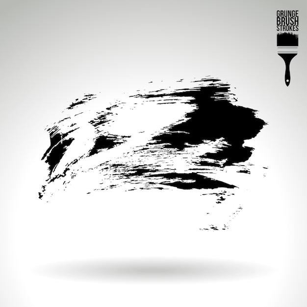Trazo de pincel negro y textura Grunge vector abstracto elemento pintado a mano