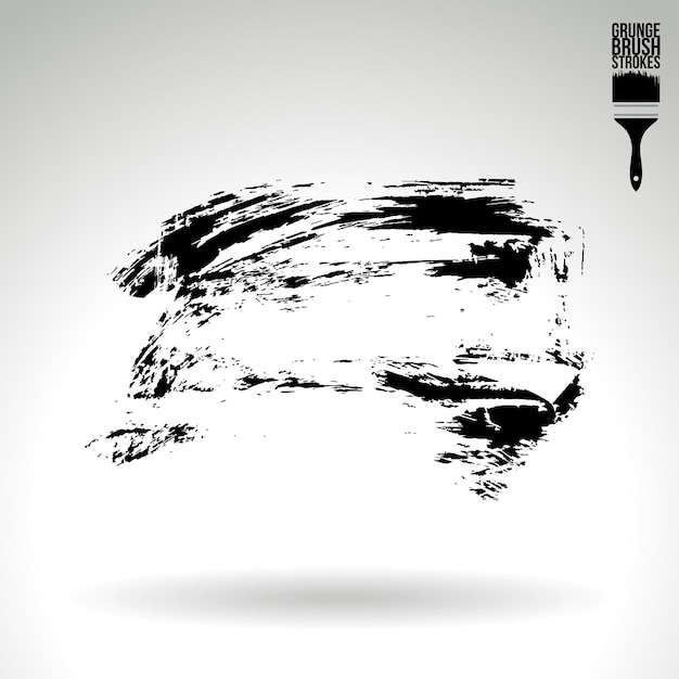 Trazo de pincel negro y textura Grunge vector abstracto elemento pintado a mano