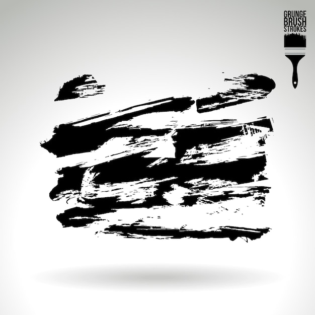 Trazo de pincel negro y textura Grunge vector abstracto elemento pintado a mano