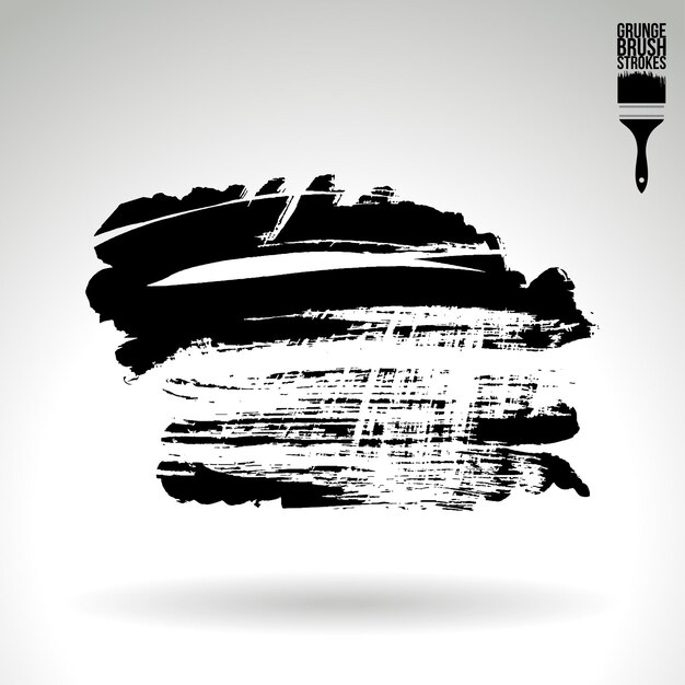 Trazo de pincel negro y textura Grunge vector abstracto elemento pintado a mano
