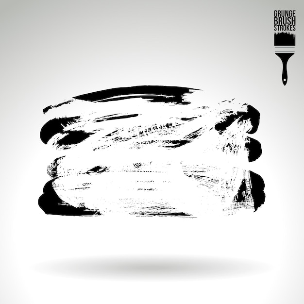Trazo de pincel negro y textura Grunge vector abstracto elemento pintado a mano