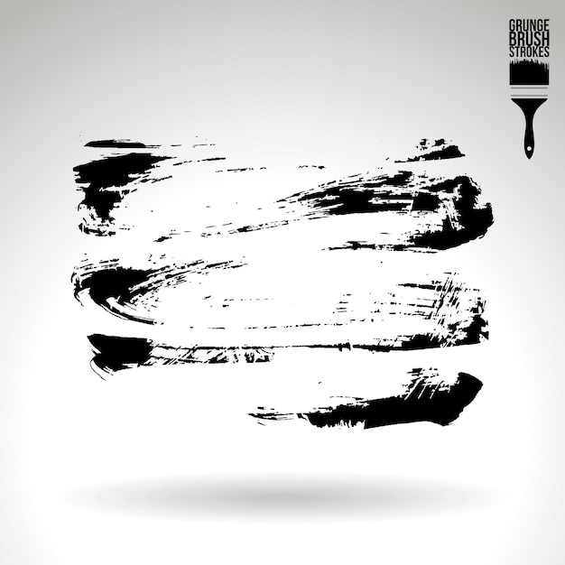 Trazo de pincel negro y textura Grunge vector abstracto elemento pintado a mano