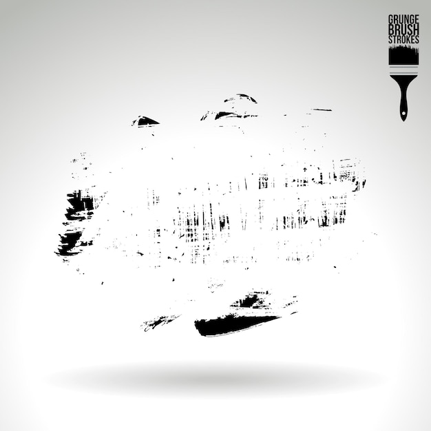 Trazo de pincel negro y textura Grunge vector abstracto elemento pintado a mano