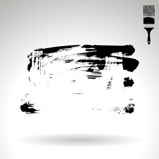 Trazo de pincel negro y textura Grunge vector abstracto elemento pintado a mano