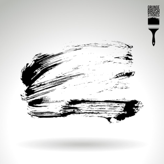 Trazo de pincel negro y textura Grunge vector abstracto elemento pintado a mano