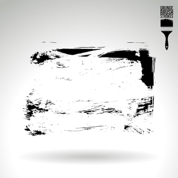 Trazo de pincel negro y textura Grunge vector abstracto elemento pintado a mano
