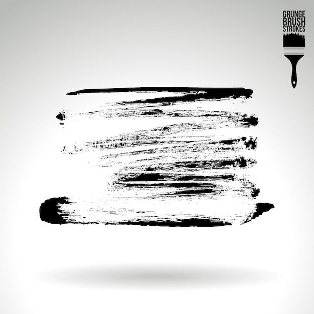 Trazo de pincel negro y textura Grunge vector abstracto elemento pintado a mano