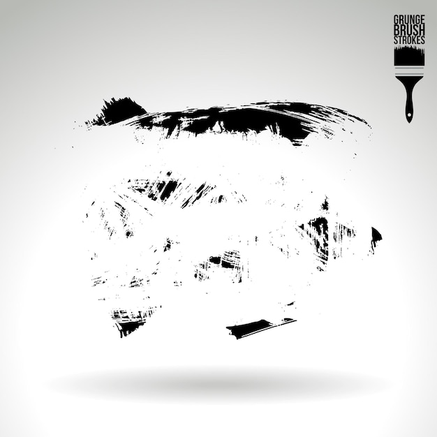 Trazo de pincel negro y textura Grunge vector abstracto elemento pintado a mano
