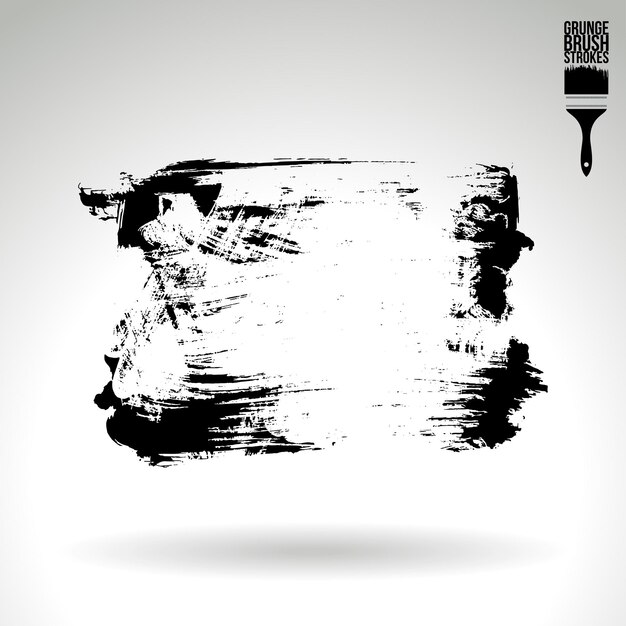 Trazo de pincel negro y textura Grunge vector abstracto elemento pintado a mano