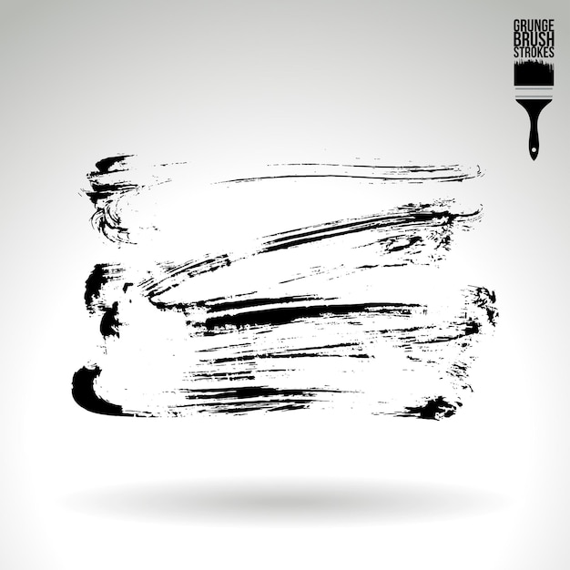 Trazo de pincel negro y textura Grunge vector abstracto elemento pintado a mano