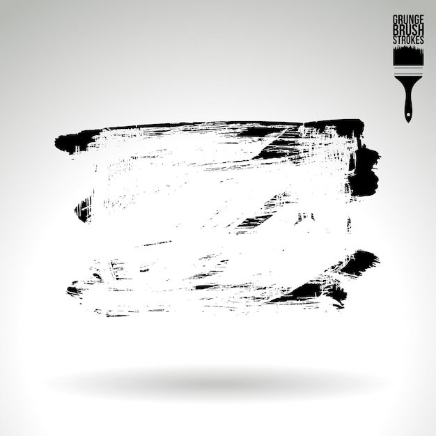 Trazo de pincel negro y textura Grunge vector abstracto elemento pintado a mano