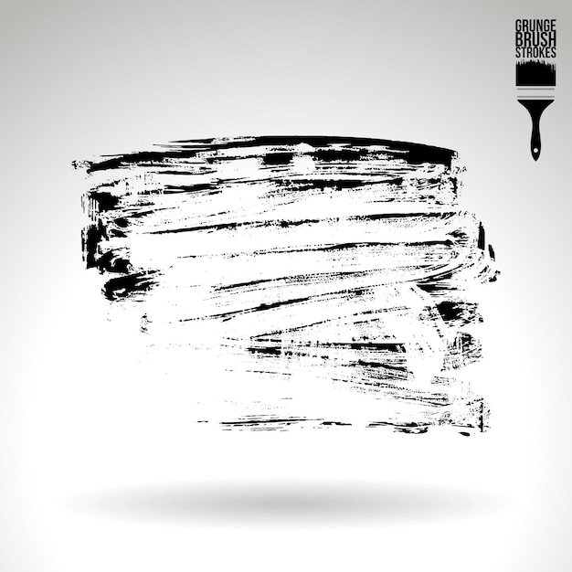 Trazo de pincel negro y textura Grunge vector abstracto elemento pintado a mano
