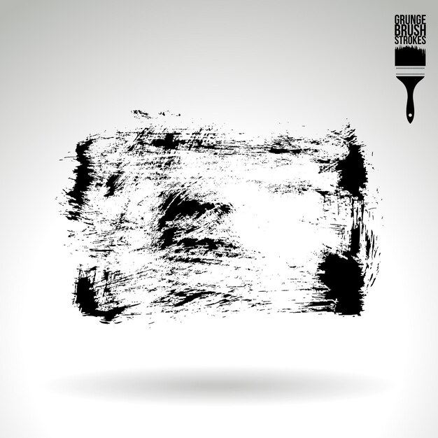 Trazo de pincel negro y textura Grunge vector abstracto elemento pintado a mano
