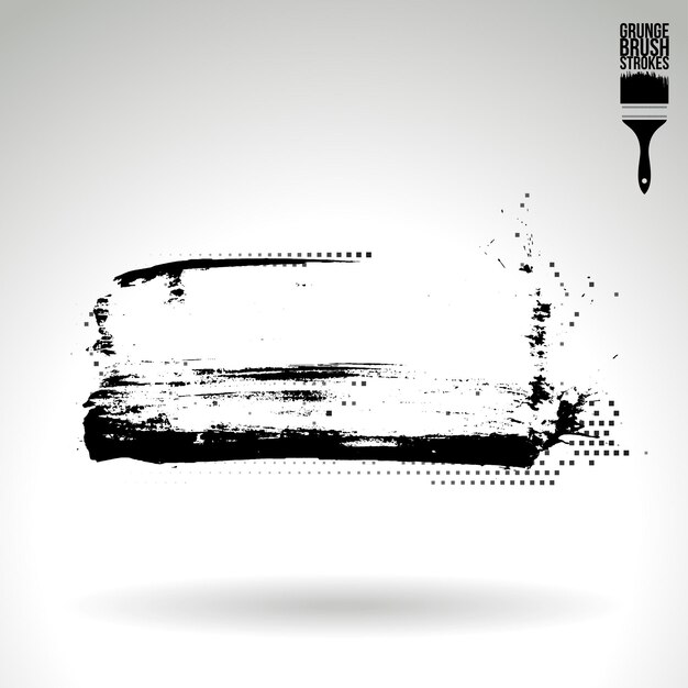 Trazo de pincel negro y textura Grunge vector abstracto elemento pintado a mano