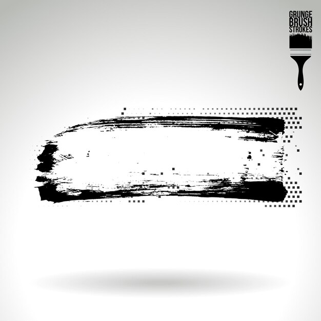 Trazo de pincel negro y textura Grunge vector abstracto elemento pintado a mano