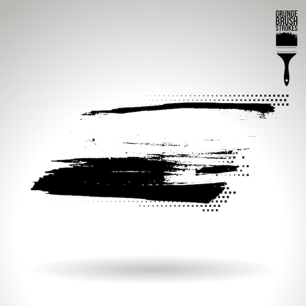 Trazo de pincel negro y textura Grunge vector abstracto elemento pintado a mano