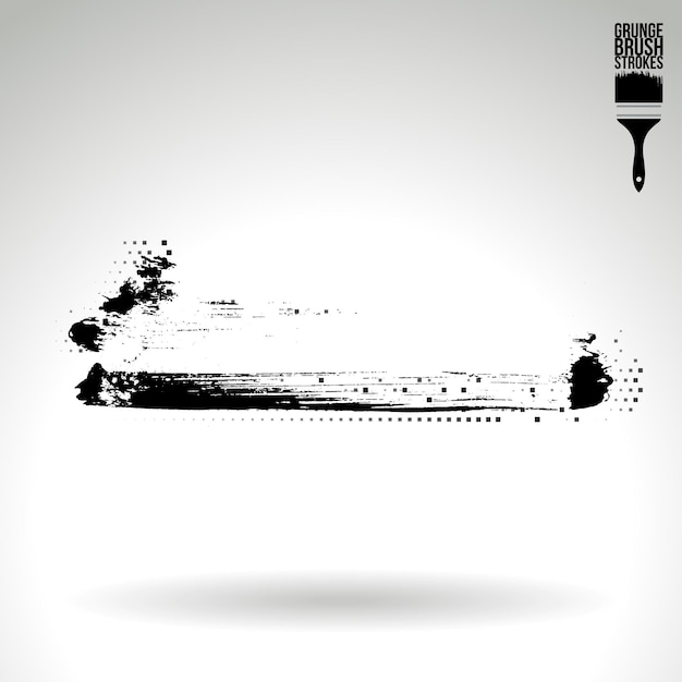 Trazo de pincel negro y textura Grunge vector abstracto elemento pintado a mano