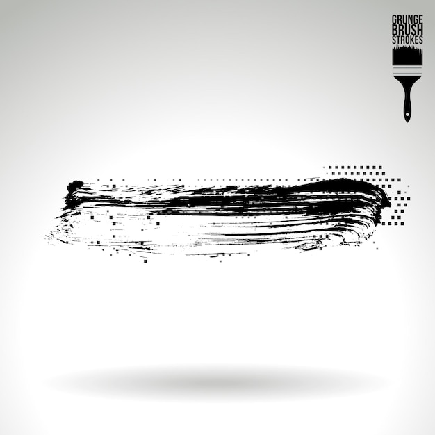 Trazo de pincel negro y textura Grunge vector abstracto elemento pintado a mano