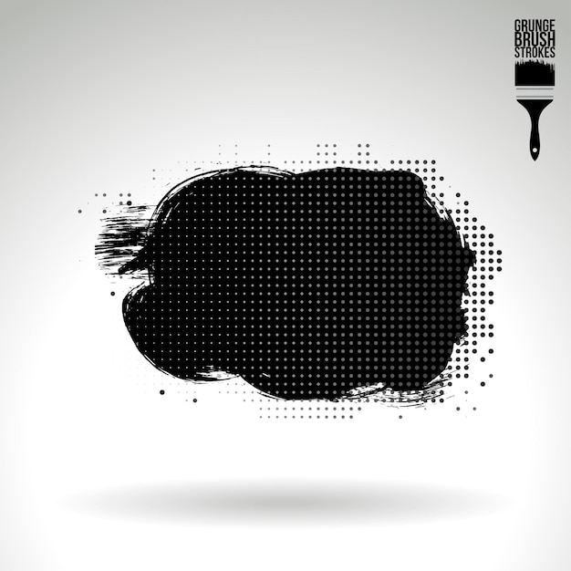 Trazo de pincel negro y textura Grunge vector abstracto elemento pintado a mano