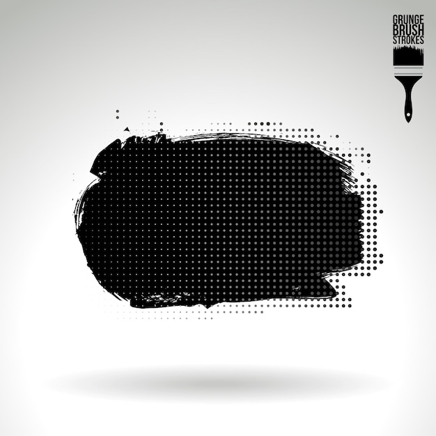 Trazo de pincel negro y textura Grunge vector abstracto elemento pintado a mano