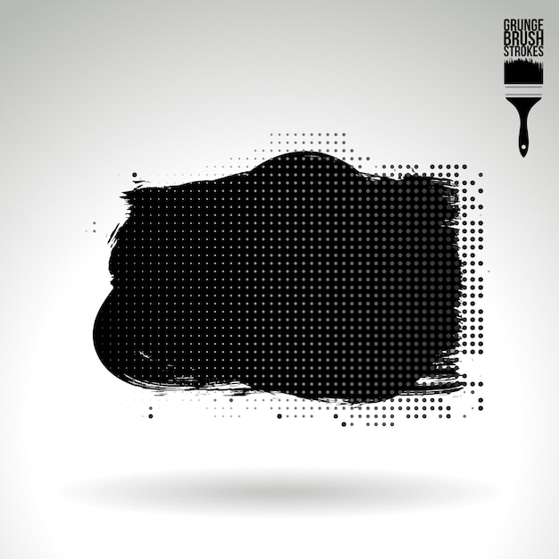 Trazo de pincel negro y textura Grunge vector abstracto elemento pintado a mano