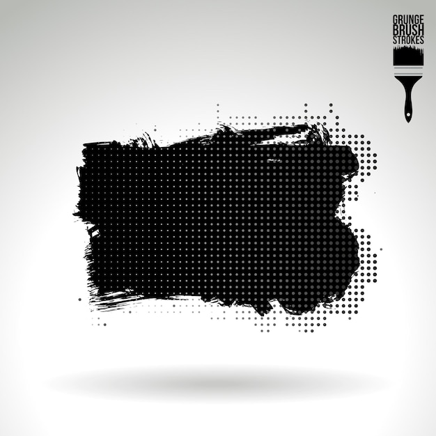Trazo de pincel negro y textura Grunge vector abstracto elemento pintado a mano