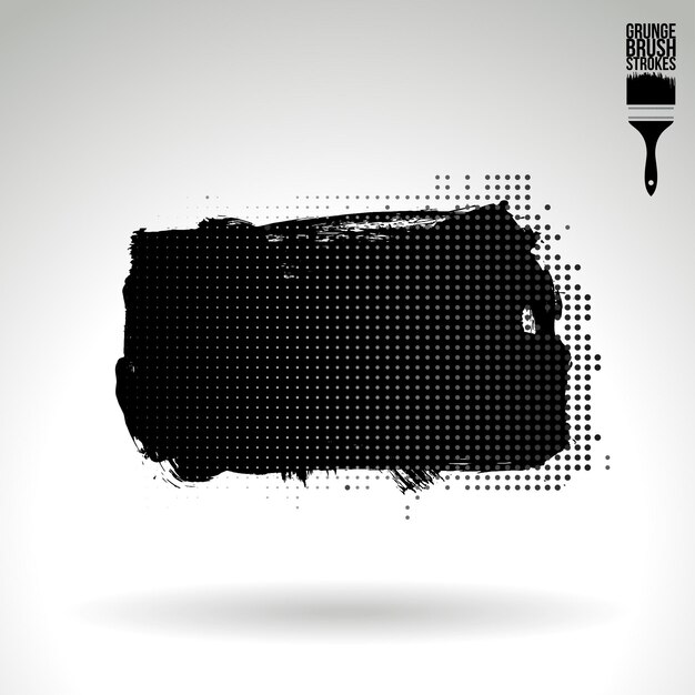 Trazo de pincel negro y textura Grunge vector abstracto elemento pintado a mano