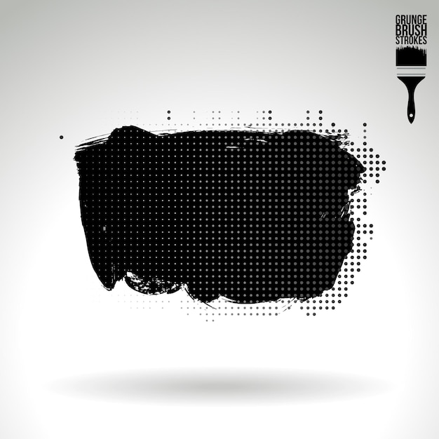 Trazo de pincel negro y textura Grunge vector abstracto elemento pintado a mano