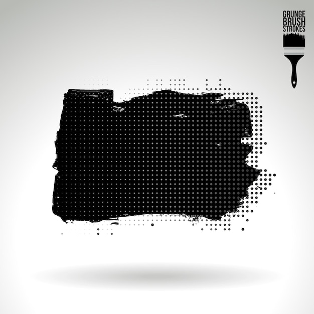 Trazo de pincel negro y textura Grunge vector abstracto elemento pintado a mano