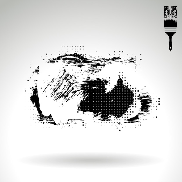 Trazo de pincel negro y textura Grunge vector abstracto elemento pintado a mano