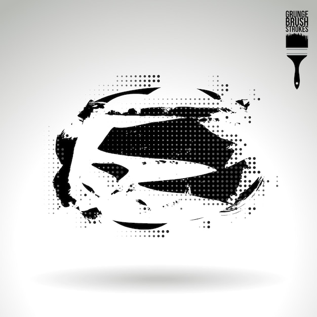 Trazo de pincel negro y textura Grunge vector abstracto elemento pintado a mano