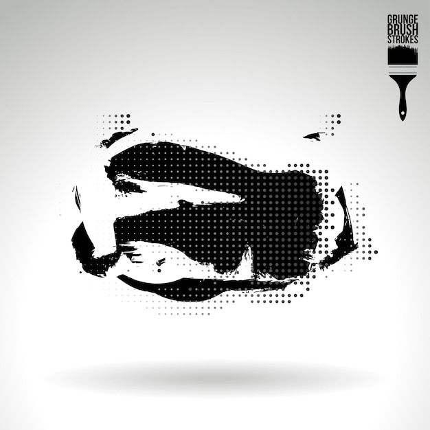 Trazo de pincel negro y textura Grunge vector abstracto elemento pintado a mano