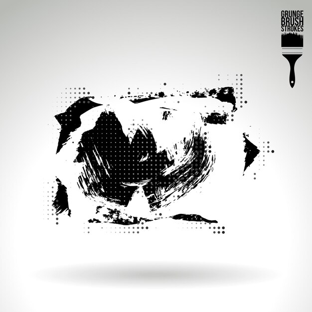 Trazo de pincel negro y textura Grunge vector abstracto elemento pintado a mano