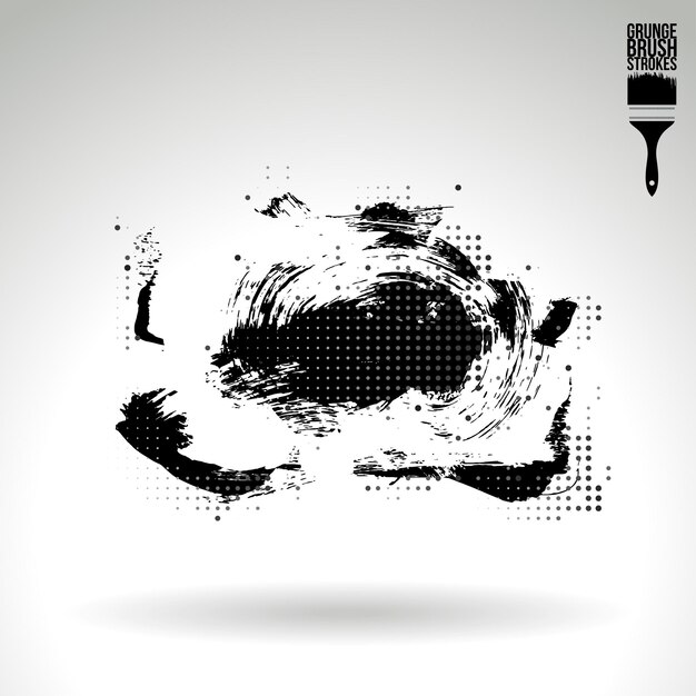 Trazo de pincel negro y textura Grunge vector abstracto elemento pintado a mano