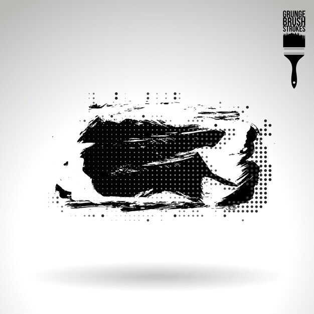 Trazo de pincel negro y textura Grunge vector abstracto elemento pintado a mano