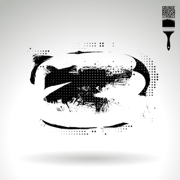 Trazo de pincel negro y textura Grunge vector abstracto elemento pintado a mano