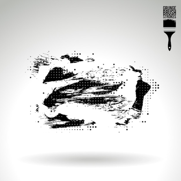 Trazo de pincel negro y textura Grunge vector abstracto elemento pintado a mano