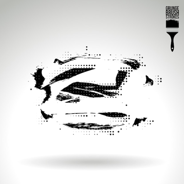 Trazo de pincel negro y textura Grunge vector abstracto elemento pintado a mano