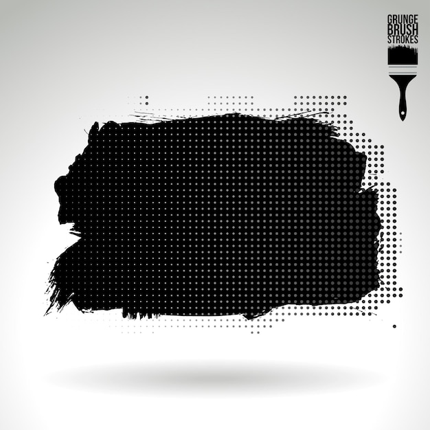 Trazo de pincel negro y textura Grunge vector abstracto elemento pintado a mano