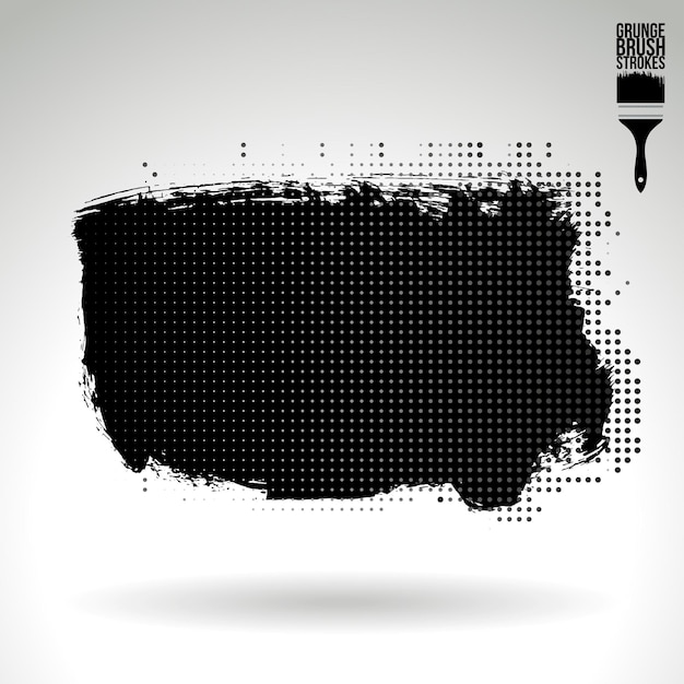 Trazo de pincel negro y textura Grunge vector abstracto elemento pintado a mano
