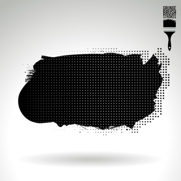 Trazo de pincel negro y textura Grunge vector abstracto elemento pintado a mano
